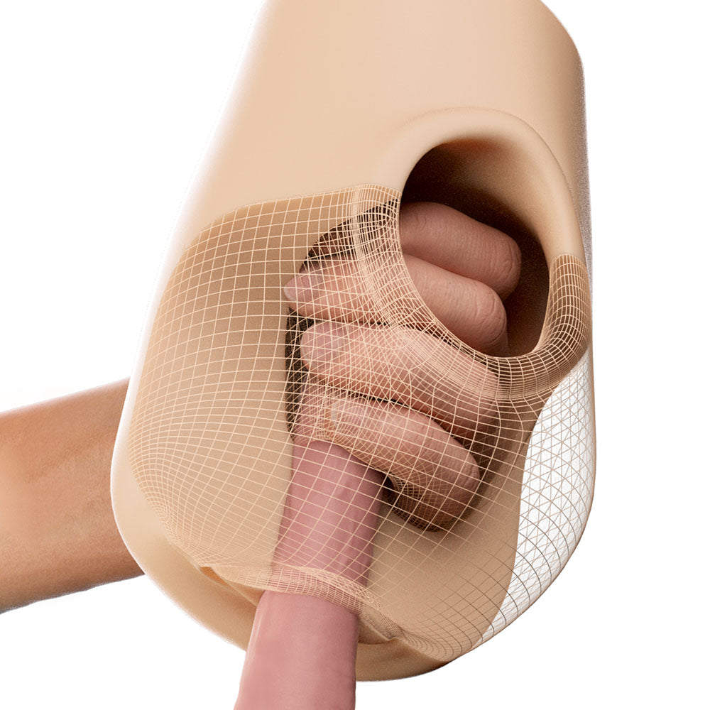 PDX Plus Pussy Pounder Squeeze Stroker -  -  Vagina Stroker demonstrating squeeze-core design and soft texture.