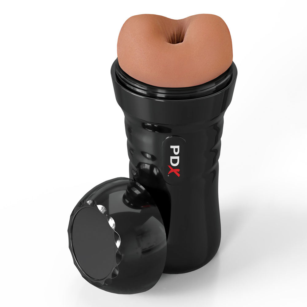 PDX Wet Bussies Super Bangin Butt -  -  Anal Stroker in black with realistic detail and self-lubricating design.
