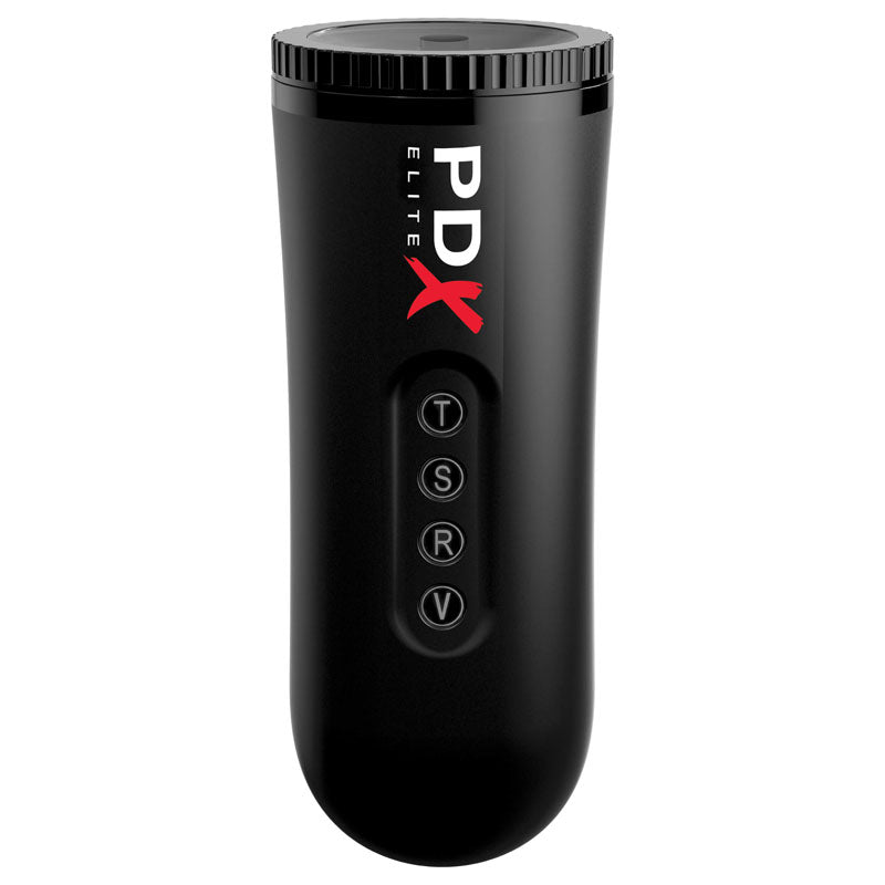 Pipedream Extreme Toyz Elite Moto Blower -  Powered Masturbator in sleek black design with control buttons for suction and vibration.