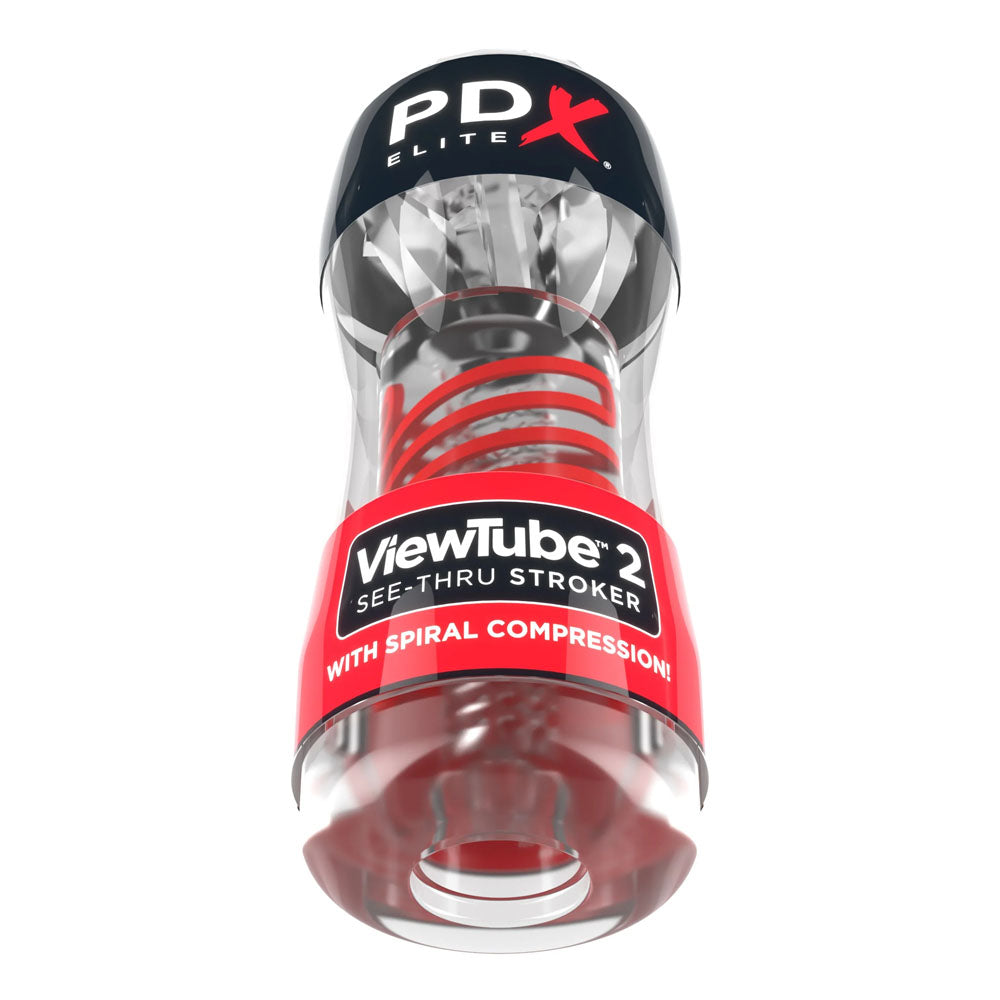 PDX Elite Viewtube 2 - Stroker, a see-thru masturbator with spiral compression for enhanced visual stimulation.