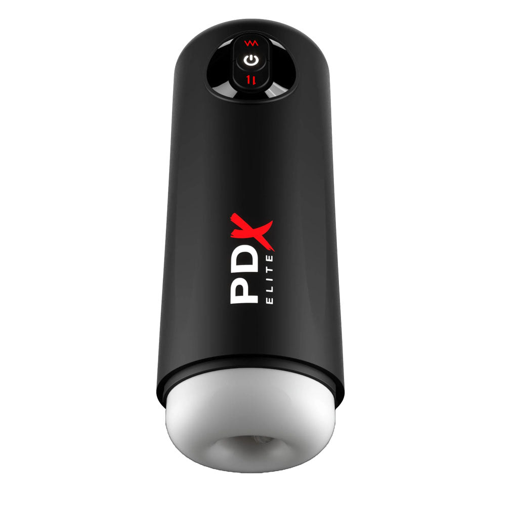 PDX Elite Moto Milker - USB Rechargeable Thrusting & Vibrating Auto Stroker with sleek design for enhanced pleasure.