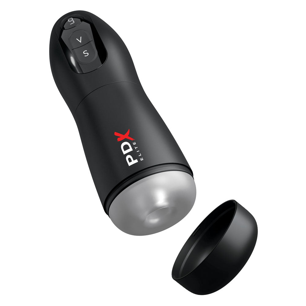 PDX Elite Suck-O-Matic - USB Rechargeable Sucking & Vibrating Masturbator with soft design for enhanced pleasure.