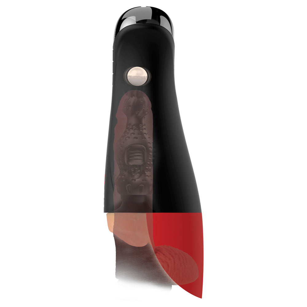 PDX Elite Fap-O-Matic Pro XL - Light -  USB Rechargeable Auto Stroker side view with dynamic design and pleasure features.