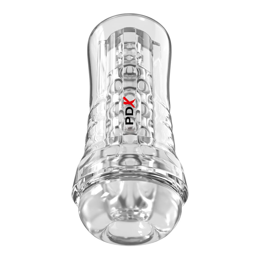 PDX Elite ViewTube EZ-Grip Stroker - Stroker with a clear design showcasing textured interior for enhanced sensations.
