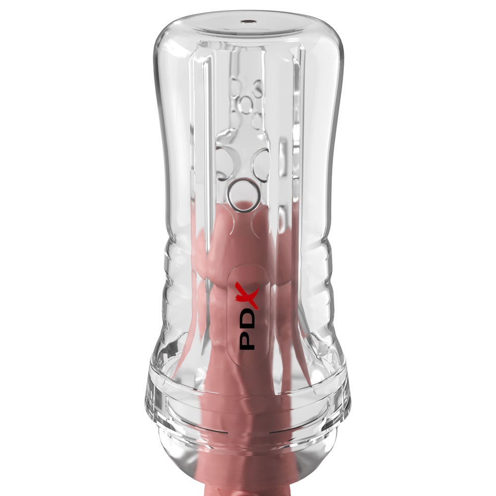 PDX Elite ViewTube EZ-Grip Stroker - Stroker showcasing crystal clear design and textured interior for ultimate sensations.