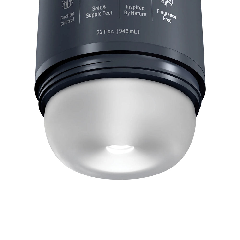 PDX Plus Shower Therapy - Deep Cream - Frosted -  Discreet Stroker with Suction Base bottom view with soft material.