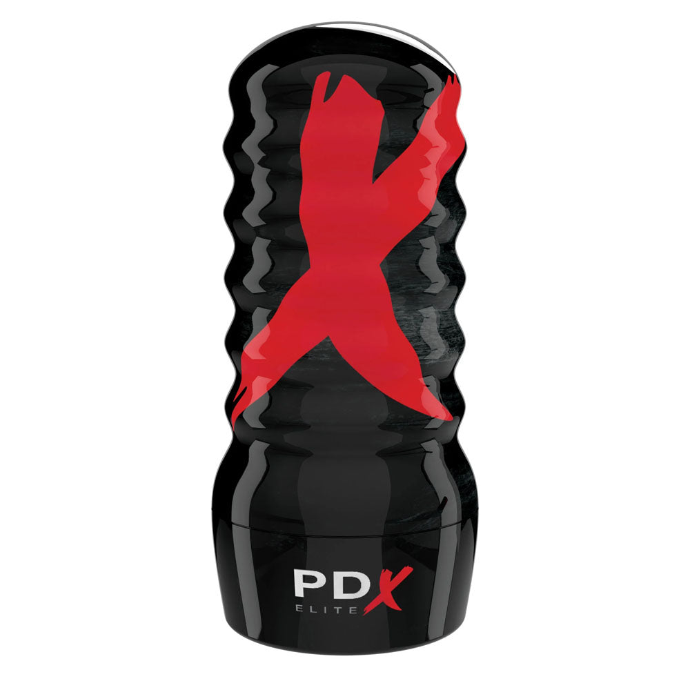 PDX Elite Air-Tight Stroker - Frosted - Stroker for enhanced male pleasure with a ribbed exterior and lifelike interior.