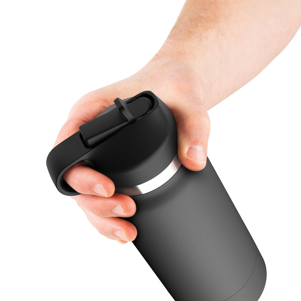 PDX Plus Fuck Flask - Secret Delight - Discreet Vagina Stroker held in hand, mimicking a sleek water bottle design.