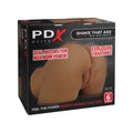 Product packaging for PDX Elite Shake That Ass -  -  USB Rechargeable Vibrating Mega Masturbator displaying dual motors.
