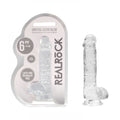 REALROCK 6'' Realistic Dildo With Balls - 15.2 cm Dong in crystal clear packaging with suction cup.