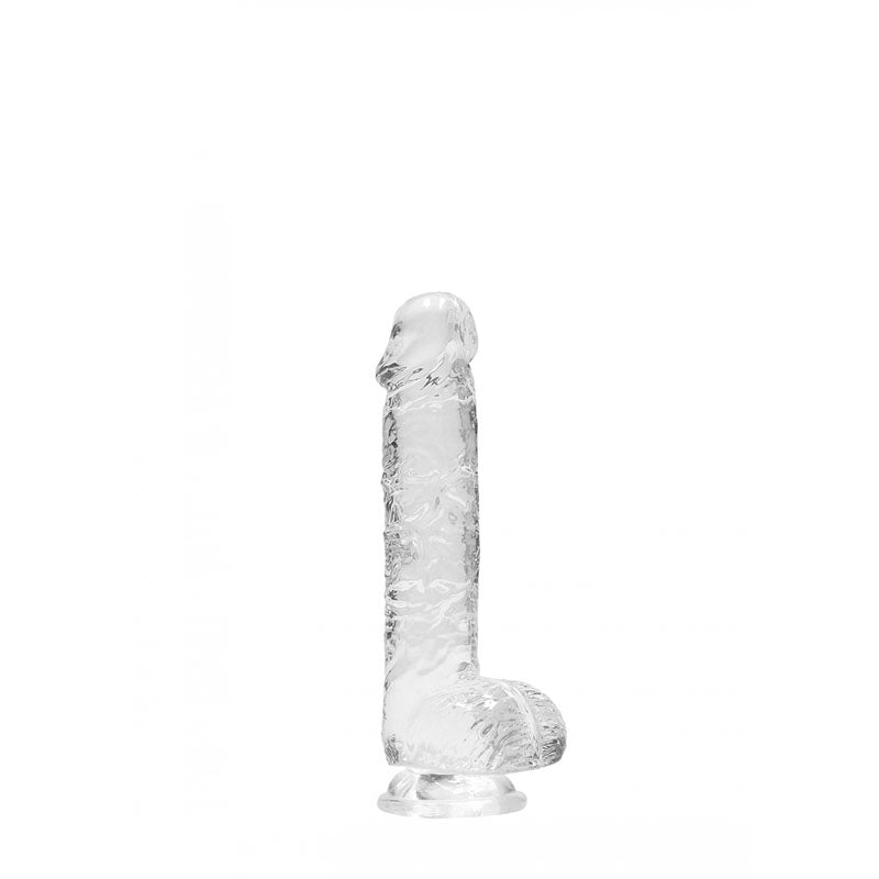 REALROCK 6'' Realistic Dildo With Balls -  15.2 cm Dong, crystal clear, lifelike design, sturdy suction cup for easy use.