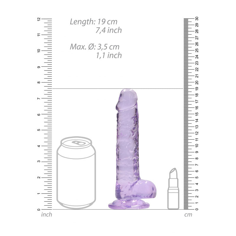 REALROCK 7'' Realistic Dildo With Balls -  17.8 cm Dong alongside a can for size comparison.