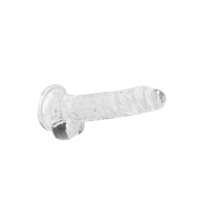 REALROCK 7'' Realistic Dildo With Balls -  17.8 cm Dong showcasing a crystal clear design for lifelike experience.