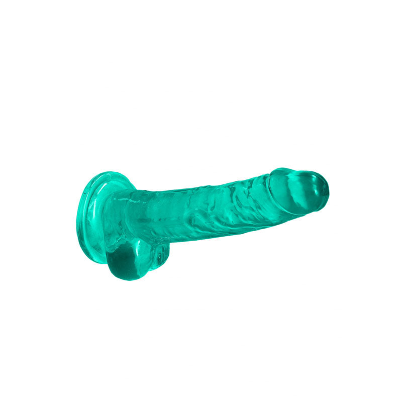 REALROCK 7'' realistic dildo with suction cup in turquoise color designed for lifelike experience.
