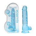 REALROCK 8'' Realistic Dildo With Balls -  20.3 cm Dong, crystal clear design with sturdy suction for adult fun.