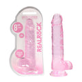 REALROCK 8'' realistic dildo with balls in crystal clear packaging, showcasing lifelike design and sturdy suction cup.