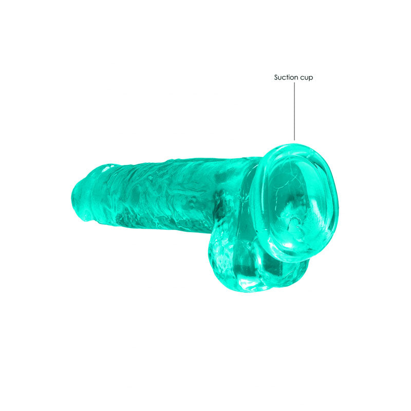 REALROCK 8'' realistic dildo with balls in turquoise with a suction cup for stability