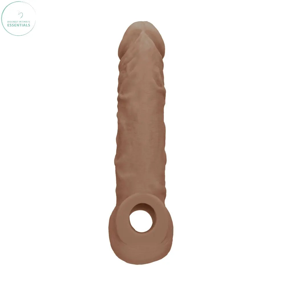 REALROCK 8'' Realistic Penis Extender with Rings - Tan - Tan 20.3 cm Penis Extension Sleeve Shots Toys