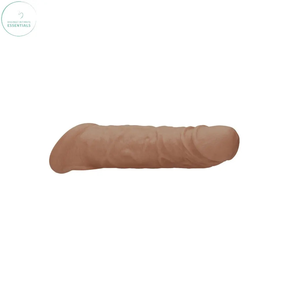 REALROCK 8'' Realistic Penis Extender with Rings - Tan - Tan 20.3 cm Penis Extension Sleeve Shots Toys