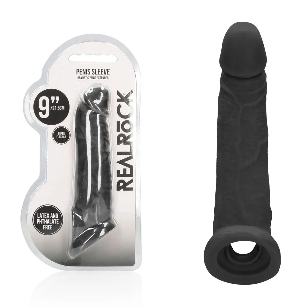 REALROCK 9'' Realistic Penis Extender with Rings -  -  22.9 cm Penis Extension Sleeve Shots Toys