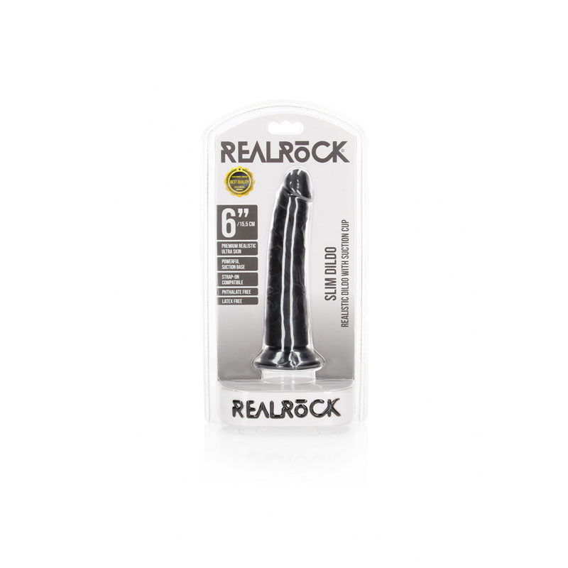 REALROCK Realistic Slim Dildo without Balls - 15.5 cm - 15.5 cm (6'') Dong in packaging, intimate essentials for her.
