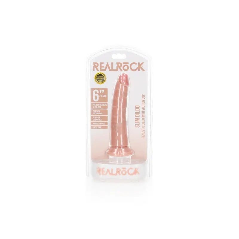 REALROCK Realistic Slim Dildo without Balls - 15.5 cm -  15.5 cm (6'') Dong Shots Toys Discreet Intimate Essentials.
