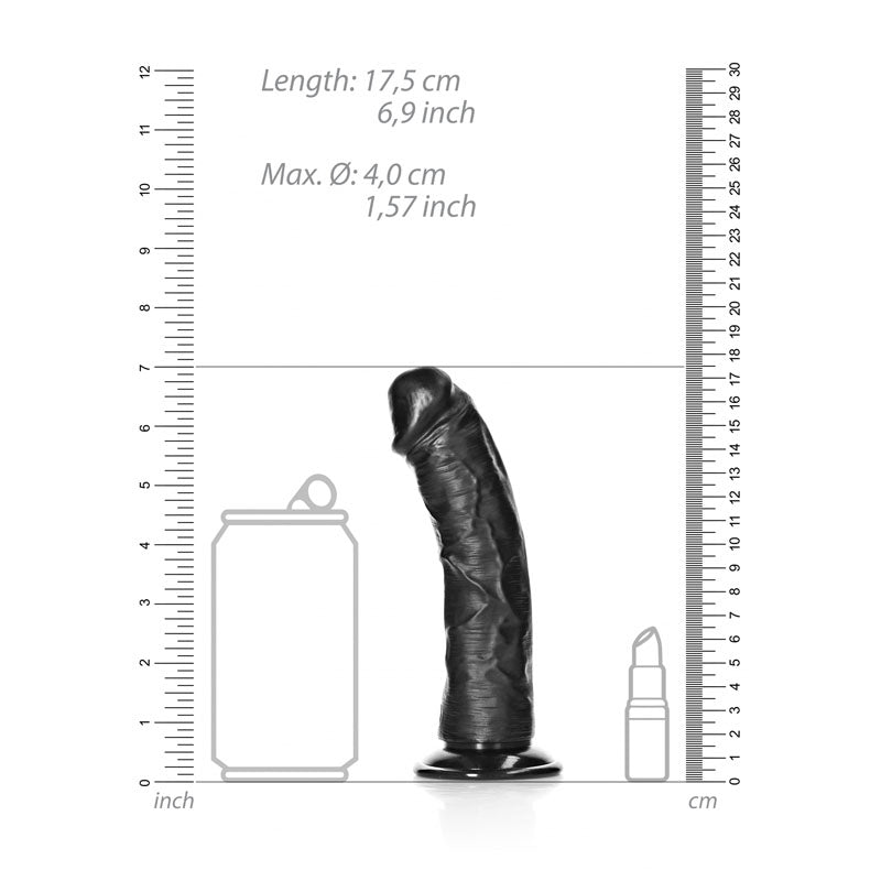 REALROCK Realistic Regular Curved Dildo with Suction Cup - 15.5 cm -  15.5 cm (6'') Dong