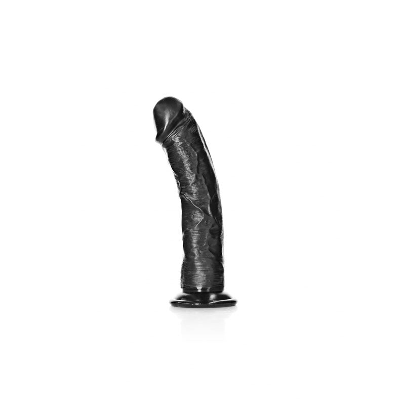 REALROCK Realistic Regular Curved Dildo with Suction Cup - 18 cm -  18 cm (7'') Dong on a white background.