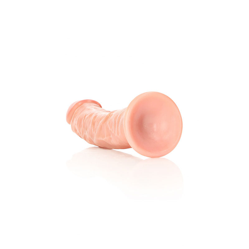 REALROCK Realistic Regular Curved Dildo with Suction Cup - 18 cm -  18 cm (7'') Dong on a white background.