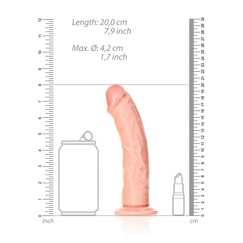 REALROCK Realistic Regular Curved Dildo with Suction Cup - 18 cm -  18 cm (7'') Dong Shots Toys Discreet Intimate Essentials.