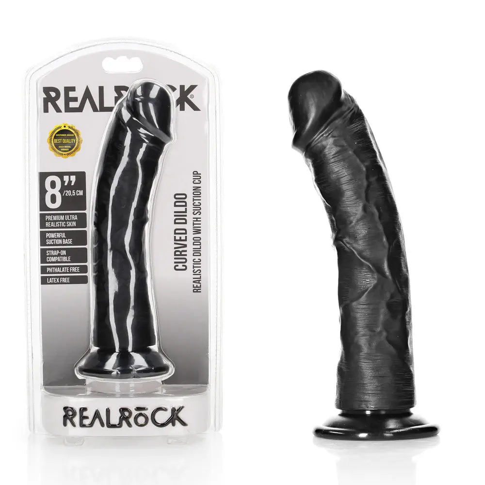 REALROCK Realistic Regular Curved Dildo with Suction Cup - 20 cm -  20 cm (8'') Dong Shots Toys Discreet Intimate Essentials.