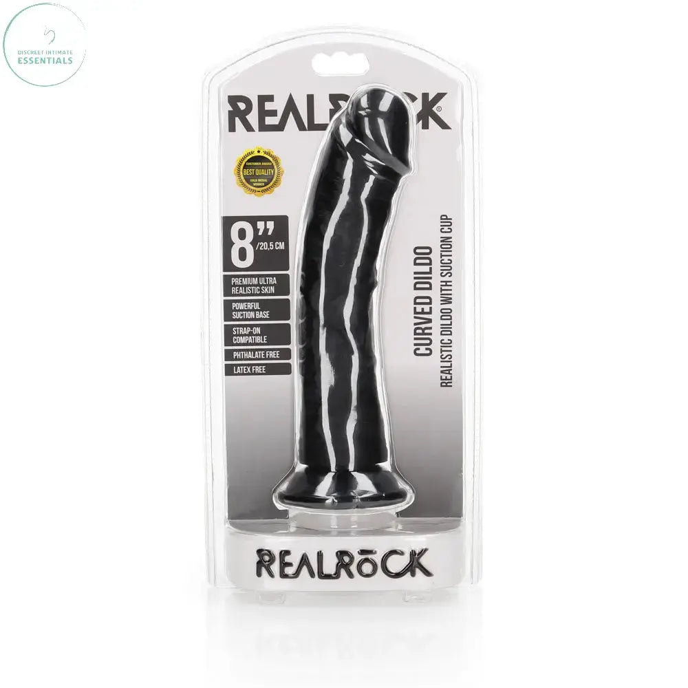 REALROCK Realistic Regular Curved Dildo with Suction Cup - 20 cm -  20 cm (8'') Dong Shots Toys Discreet Intimate Essentials.