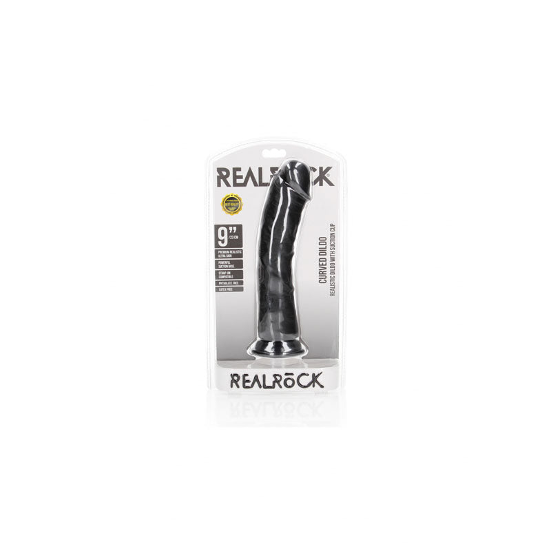 REALROCK Realistic Regular Curved Dildo with Suction Cup - 23 cm -  23 cm (9'') Dong