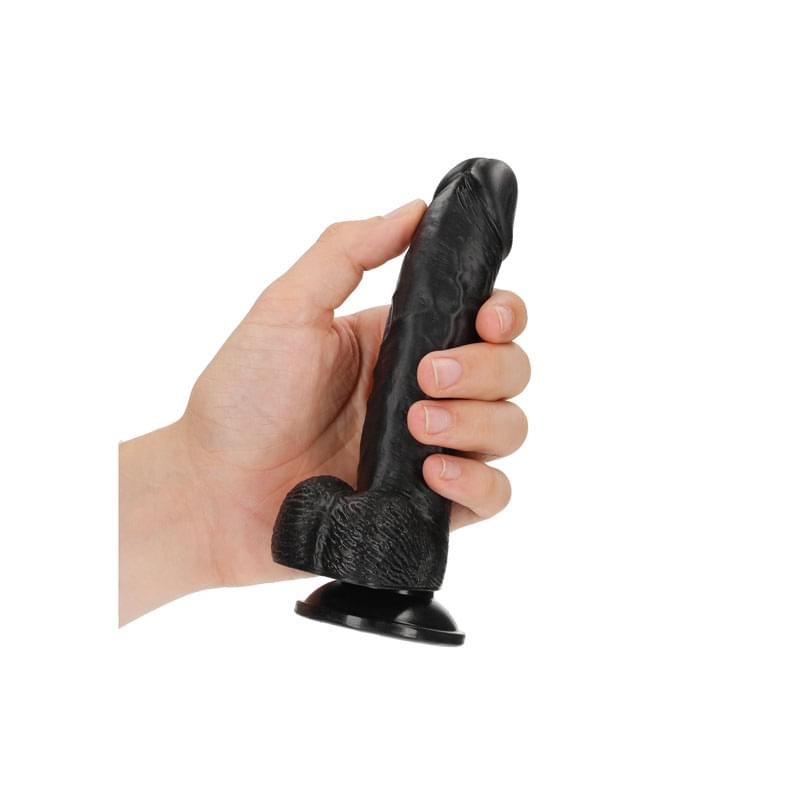 REALROCK Realistic Regular Curved Dong with Balls - 15.5 cm -  15.5 cm (6'') Dong