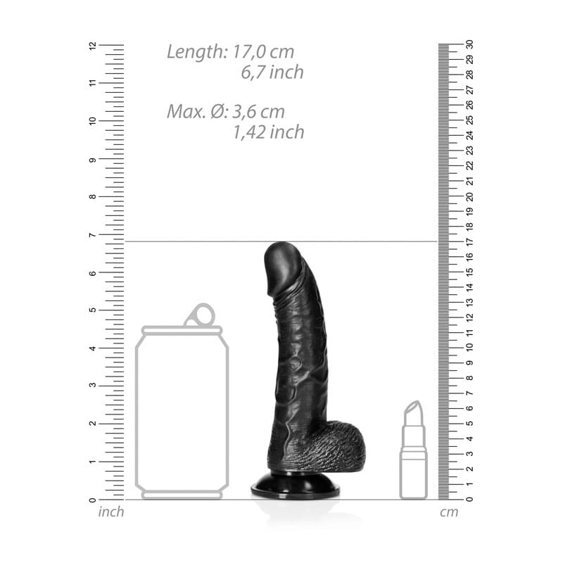 REALROCK Realistic Regular Curved Dong with Balls - 15.5 cm -  15.5 cm (6'') Dong