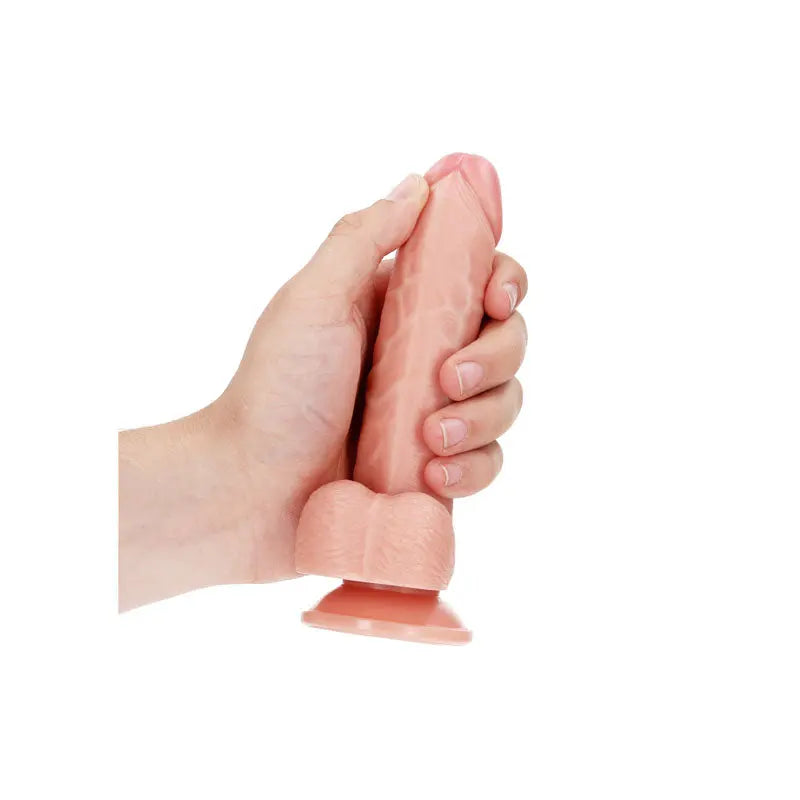 REALROCK Realistic Regular Curved Dong with Balls - 15.5 cm -  15.5 cm (6'') Dong Shots Toys Discreet Intimate Essentials.