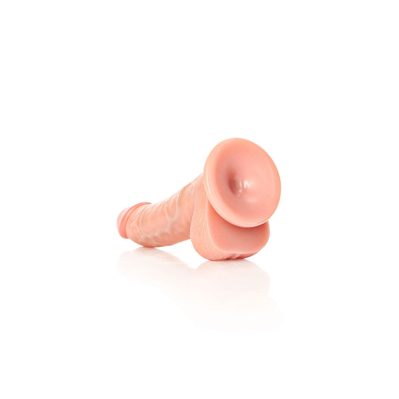 REALROCK Realistic Regular Curved Dong with Balls - 15.5 cm - 15.5 cm (6'') Dong on a white background, showcasing its lifelike design.