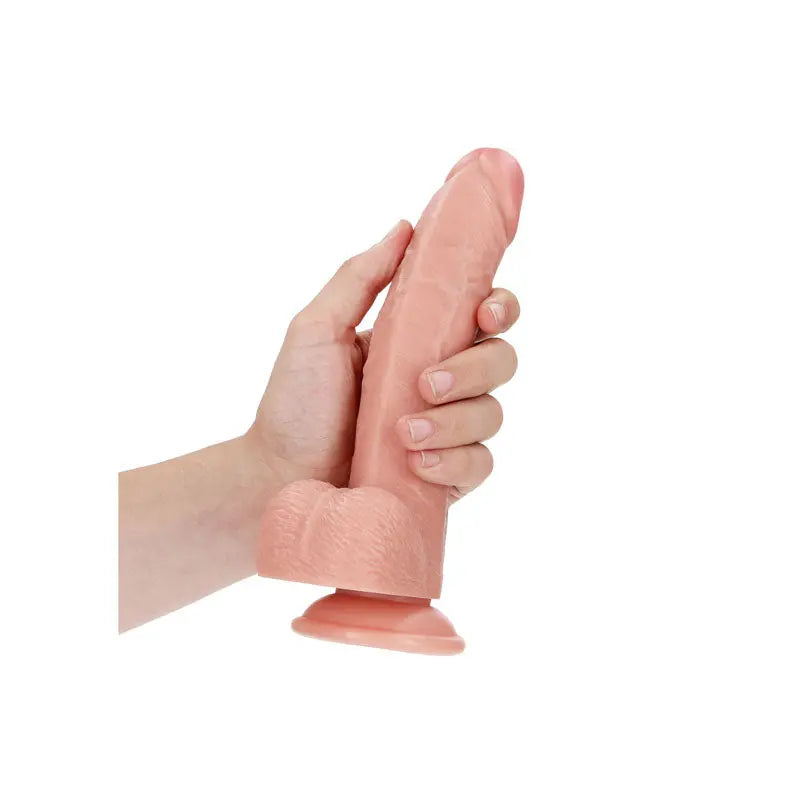 REALROCK Realistic Regular Curved Dong with Balls - 20.5 cm -  20.5 cm (8'') Dong Shots Toys Discreet Intimate Essentials.