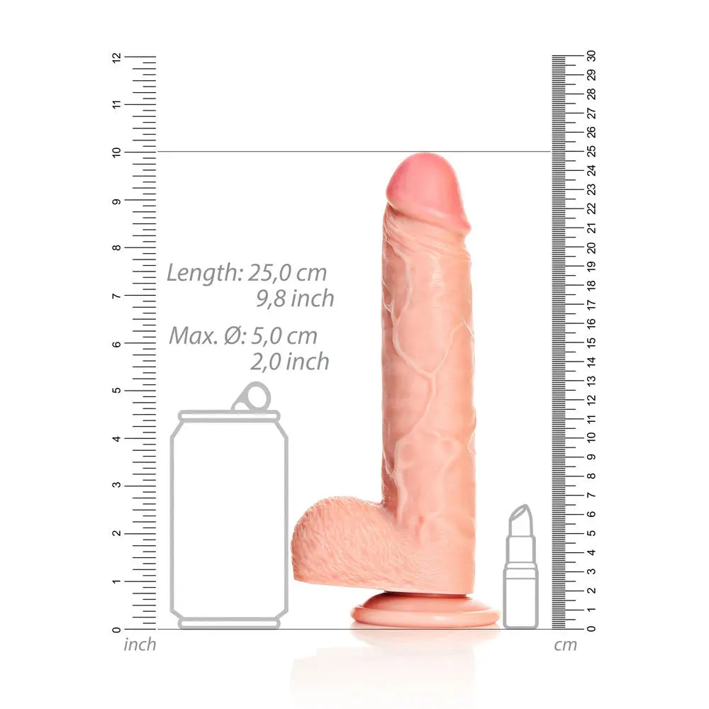 REALROCK Straight Realistic Dildo with Balls - 23 cm -  23 cm (9'') Dong Shots Toys Discreet Intimate Essentials.