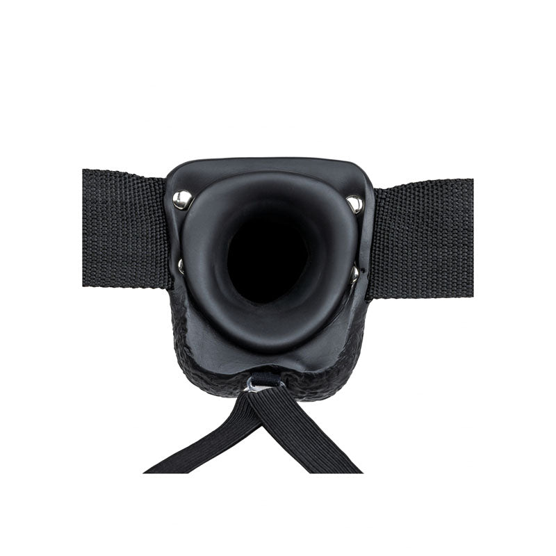 REALROCK Hollow Strapon with Balls - 23 cm  -  23 cm Hollow Strap-On close-up view of the harness opening and adjustable straps.