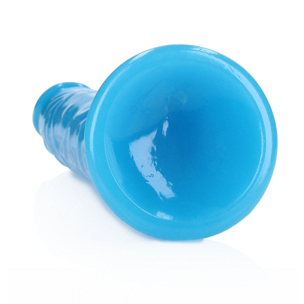 REALROCK 29 cm Slim Glow in the Dark Neon -  - Glow in Dark  29 cm (11'') Dong, blue suction base dildo for intimate essentials.