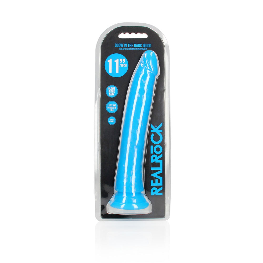 REALROCK 29 cm Slim Glow in the Dark Neon -  - Glow in Dark  29 cm (11'') Dong in packaging, blue color for versatile use.
