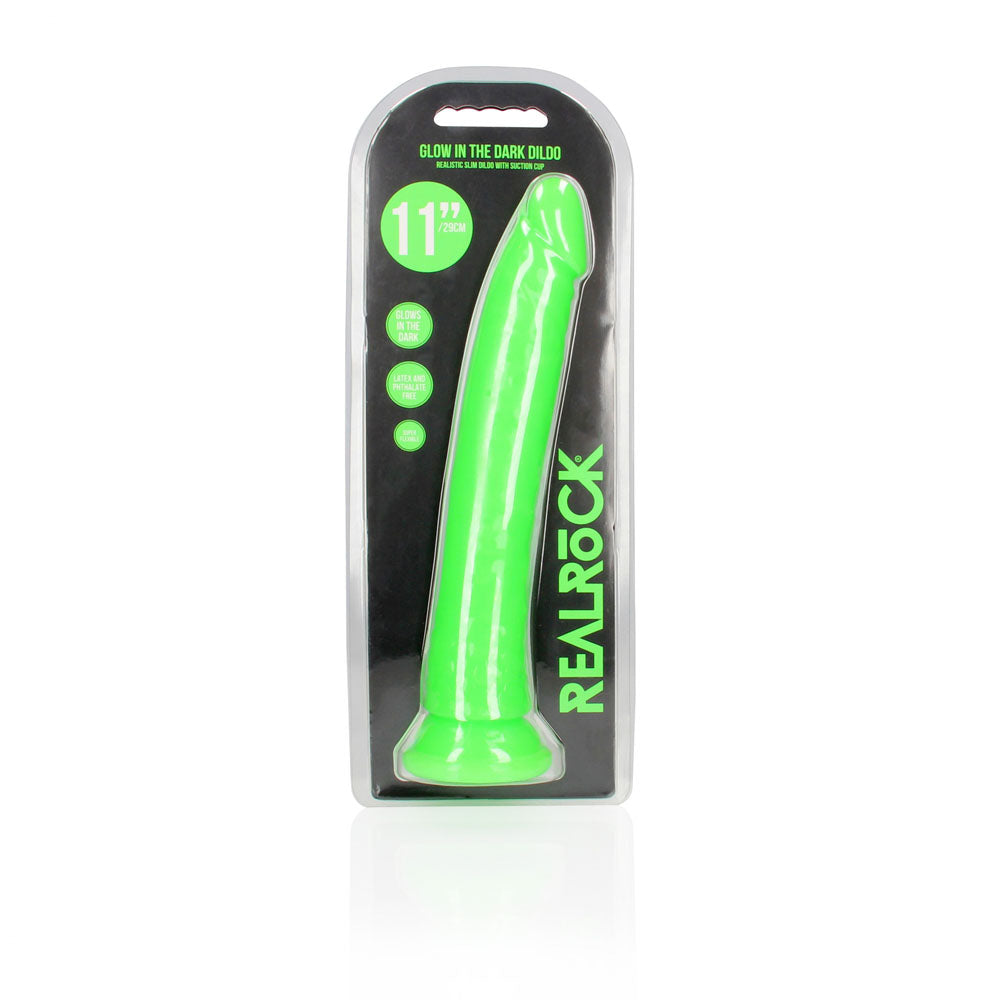 REALROCK 29 cm Slim Glow in the Dark Neon -  - Glow in Dark  29 cm (11'') Dong packaging with vibrant green color.