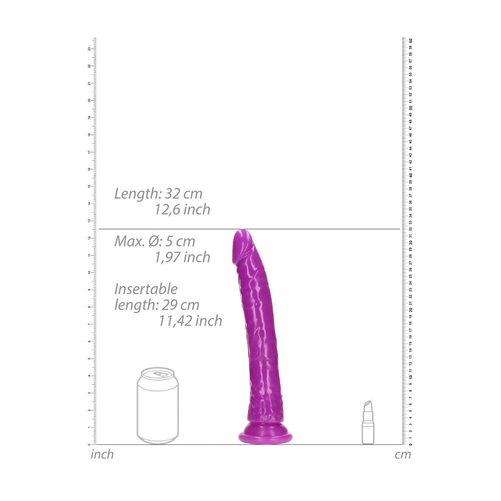 REALROCK 29 cm Slim Glow in the Dark Neon -  - Glow in Dark  29 cm (11'') Dong with measurement details.