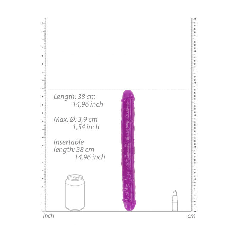 REALROCK 38 cm Double Dong Glow -  -  38 cm (15'') Double Dong dimensions with can for size reference.