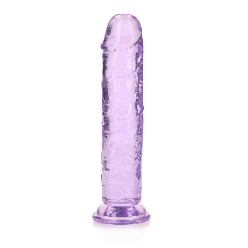 REALROCK 18 cm straight dildo in purple color, designed for maximum pleasure and crystal clear orgasms.