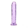 REALROCK 18 cm straight dildo in purple color, designed for maximum pleasure and crystal clear orgasms.