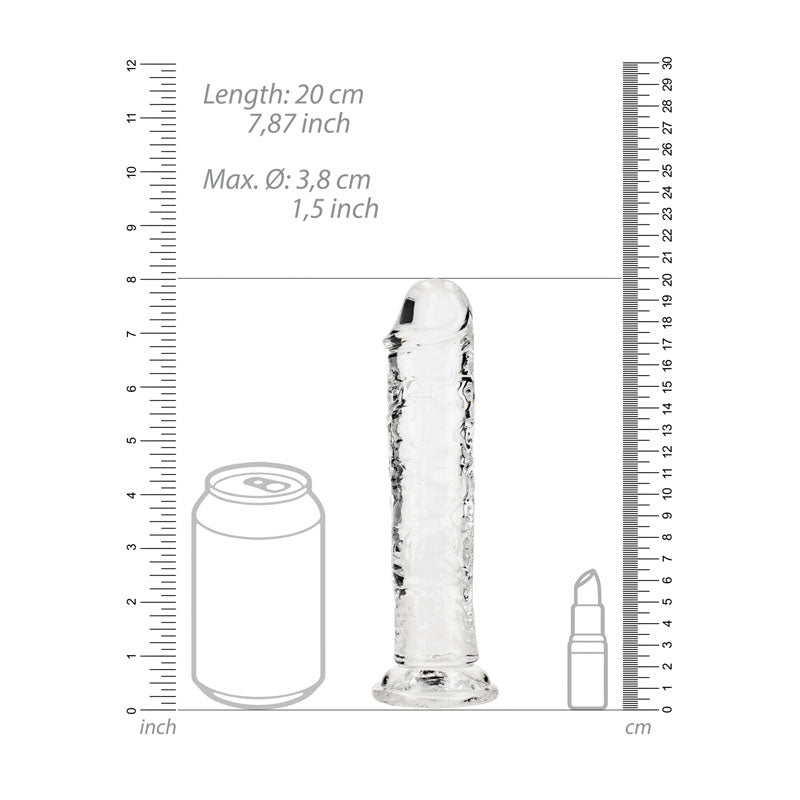 REALROCK 18 cm Straight Dildo -  -  18 cm (7'') Dong dimensions with can for size comparison.