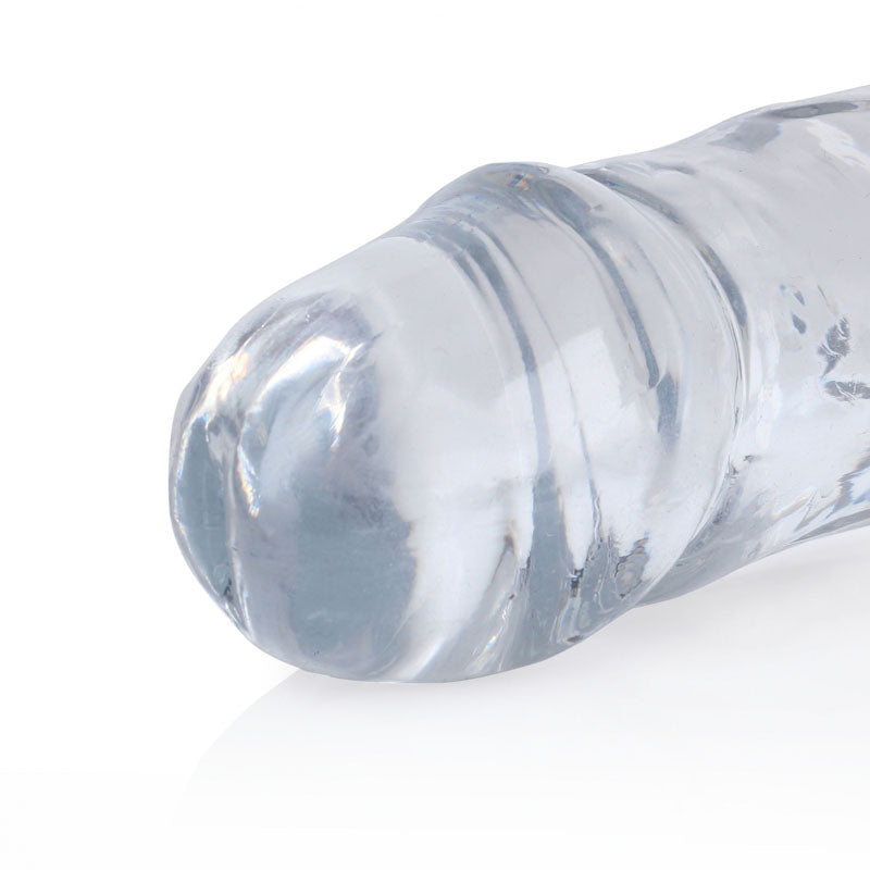 REALROCK 34 cm Double Dong -  -  34 cm (14'') Double Dong close-up view of crystal clear material.