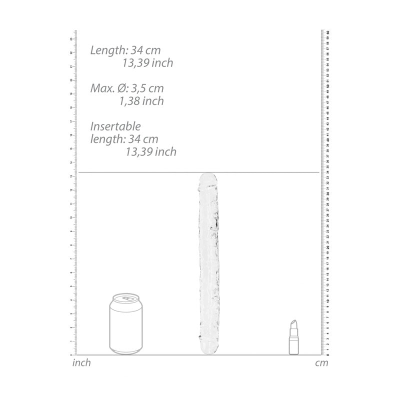 REALROCK 34 cm Double Dong -  -  34 cm (14'') Double Dong dimensions with visual scale comparison.